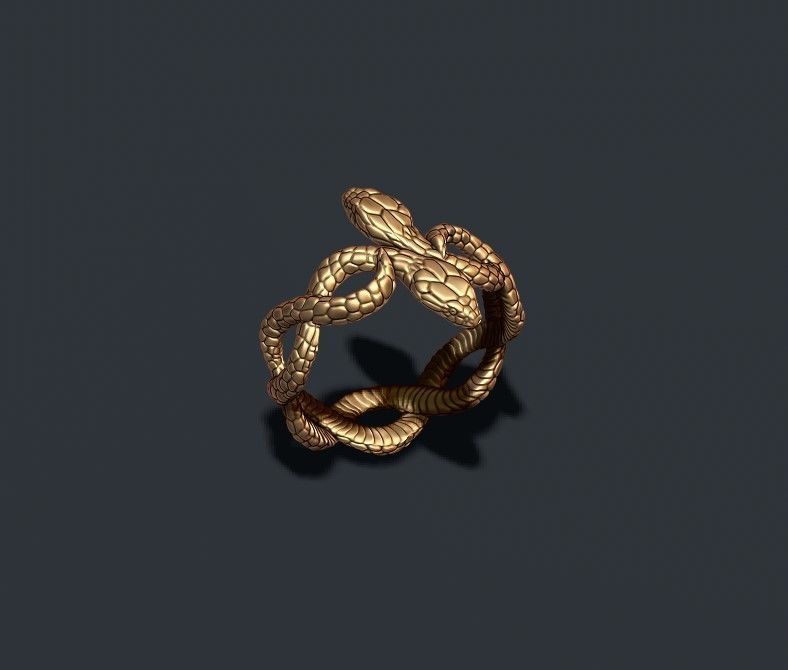snake ring 3D print model_3