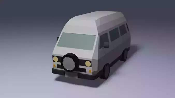 Low-Poly VW Transporter T3 Bus 3D model