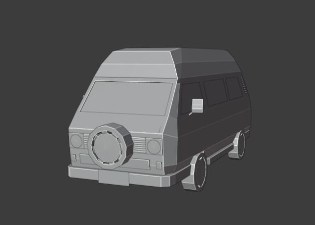 Low-Poly VW Transporter T3 Bus 3D model Low-poly 3D model_6