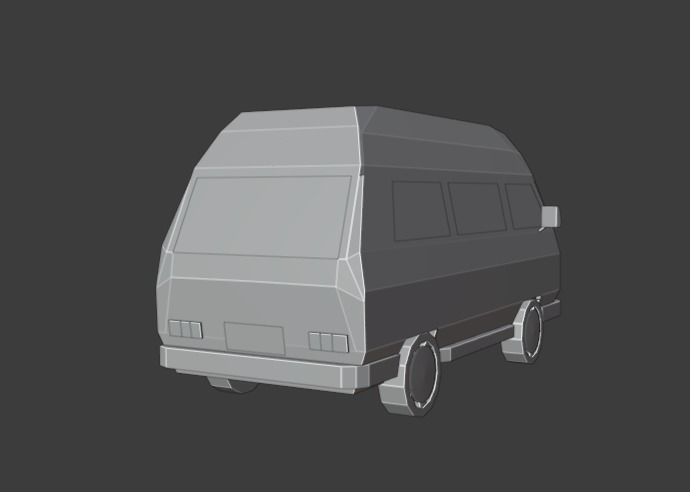 Low-Poly VW Transporter T3 Bus 3D model Low-poly 3D model_7