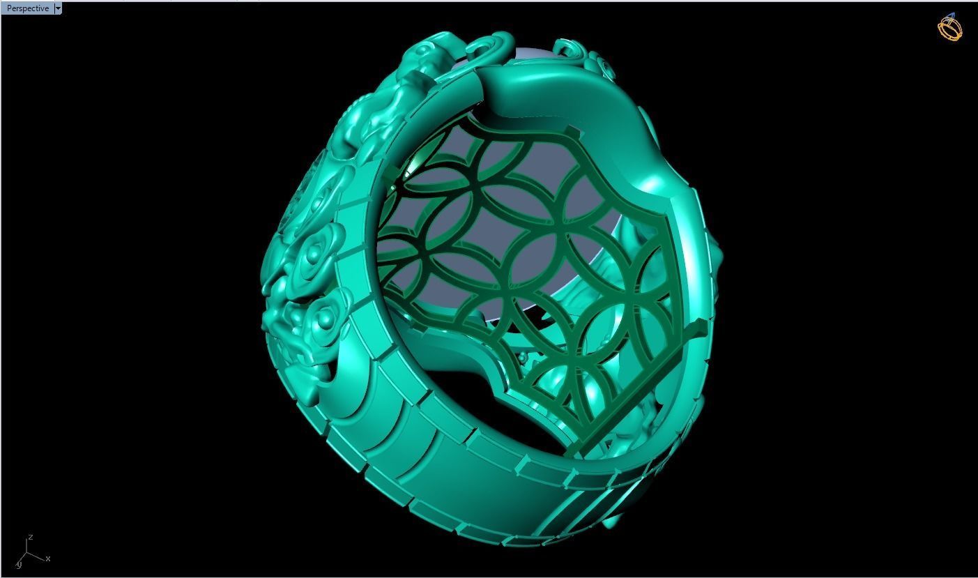 Horse ring - Mens horse ring - Mens oval stone ring - N1001 3D print model_8