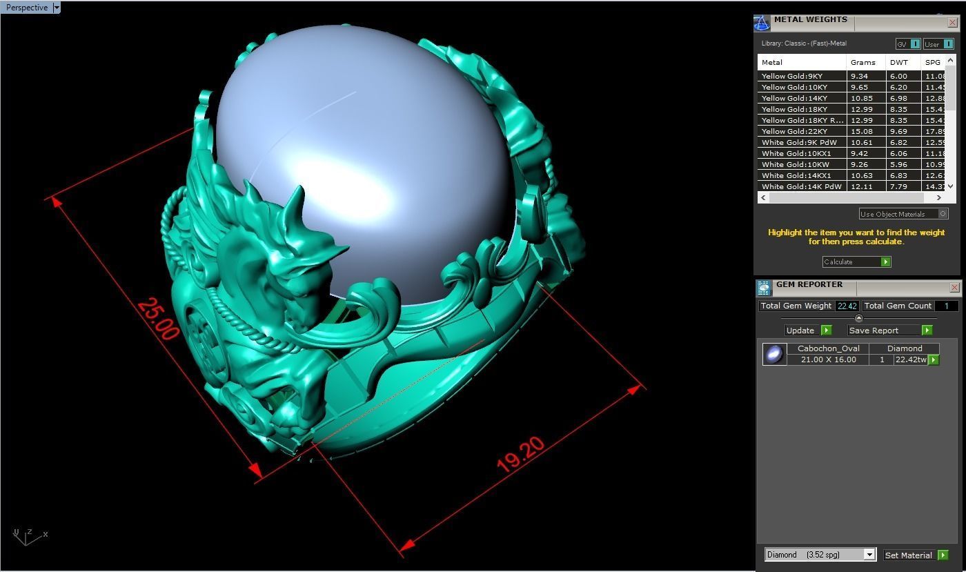 Horse ring - Mens horse ring - Mens oval stone ring - N1001 3D print model_7