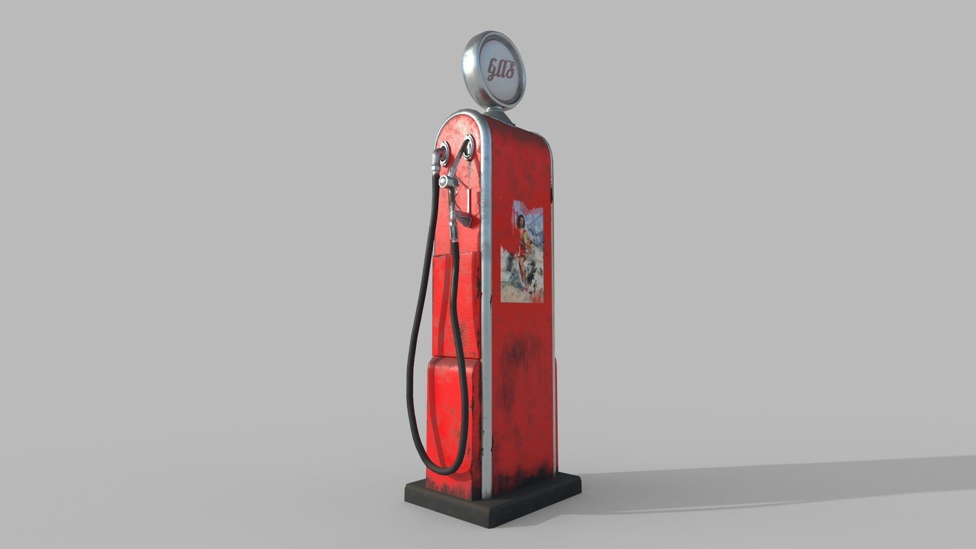 Old retro gas station - gas station low poly Low-poly 3D model_3
