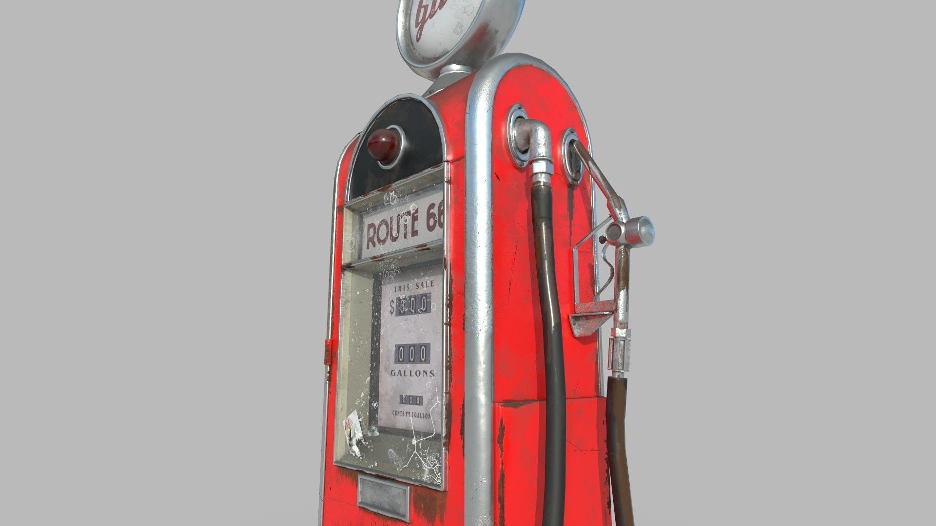 Old retro gas station - gas station low poly Low-poly 3D model_6