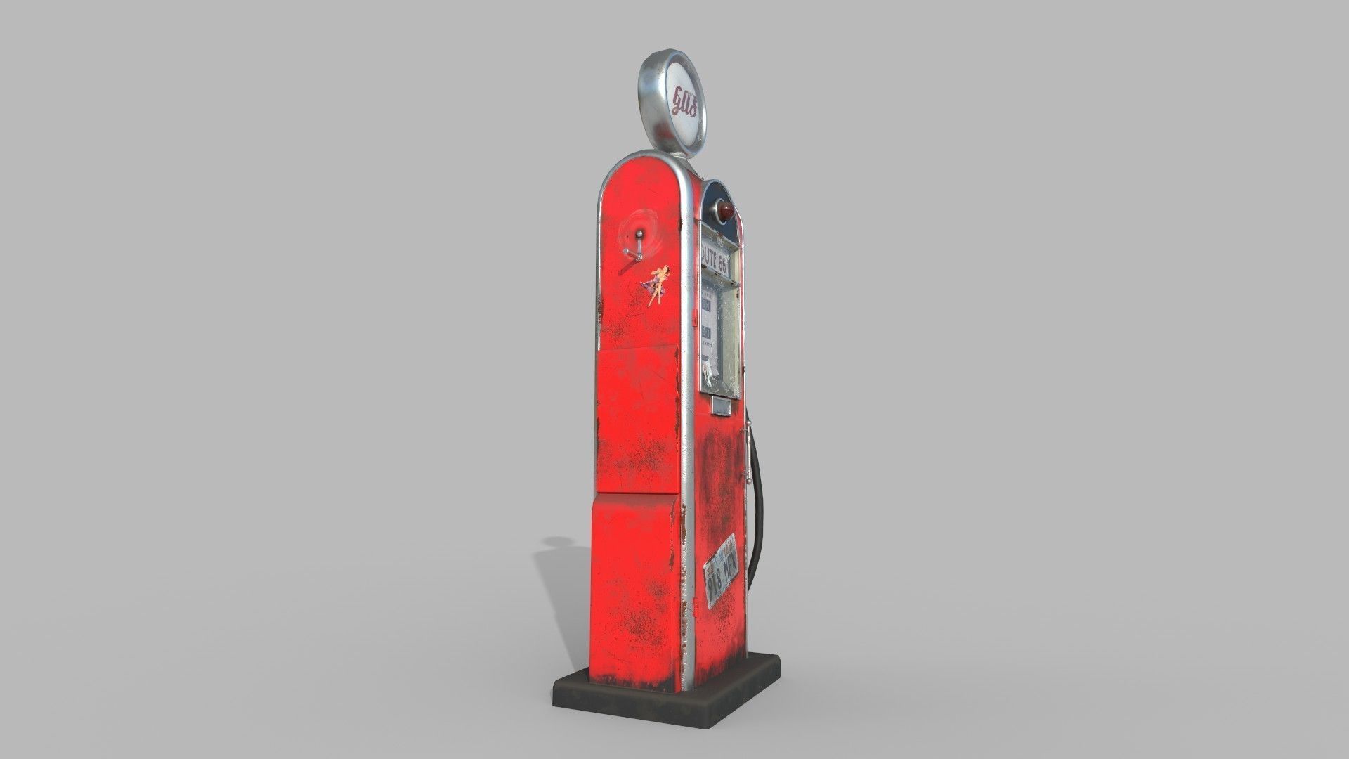Old retro gas station - gas station low poly Low-poly 3D model_1