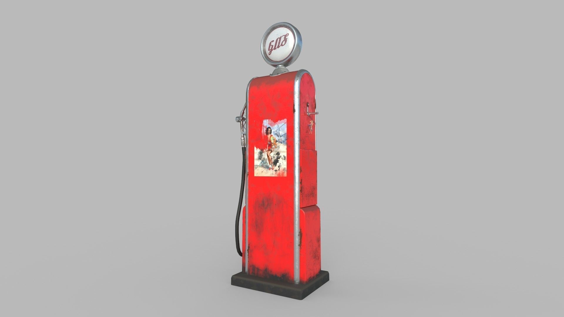 Old retro gas station - gas station low poly Low-poly 3D model_2