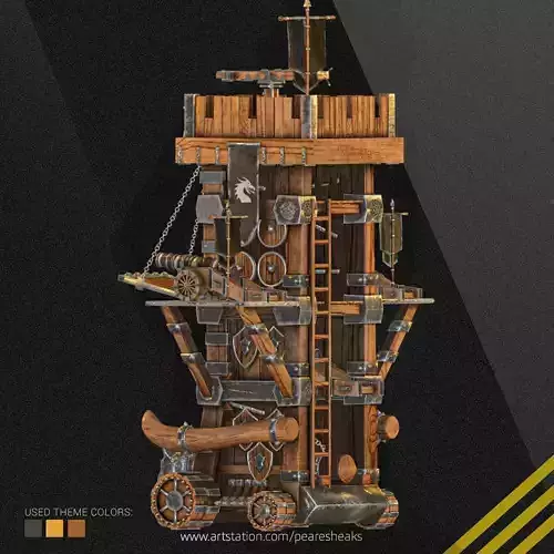 Siege Tower - Castle Environment Modelling  - PBR - Game ART