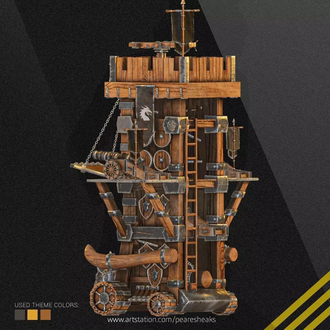 Siege Tower - Castle Environment Modelling  - PBR - Game ART Texture_0