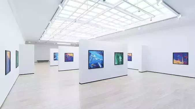 Art Museum Gallery Interior 4 Low-poly 3D model