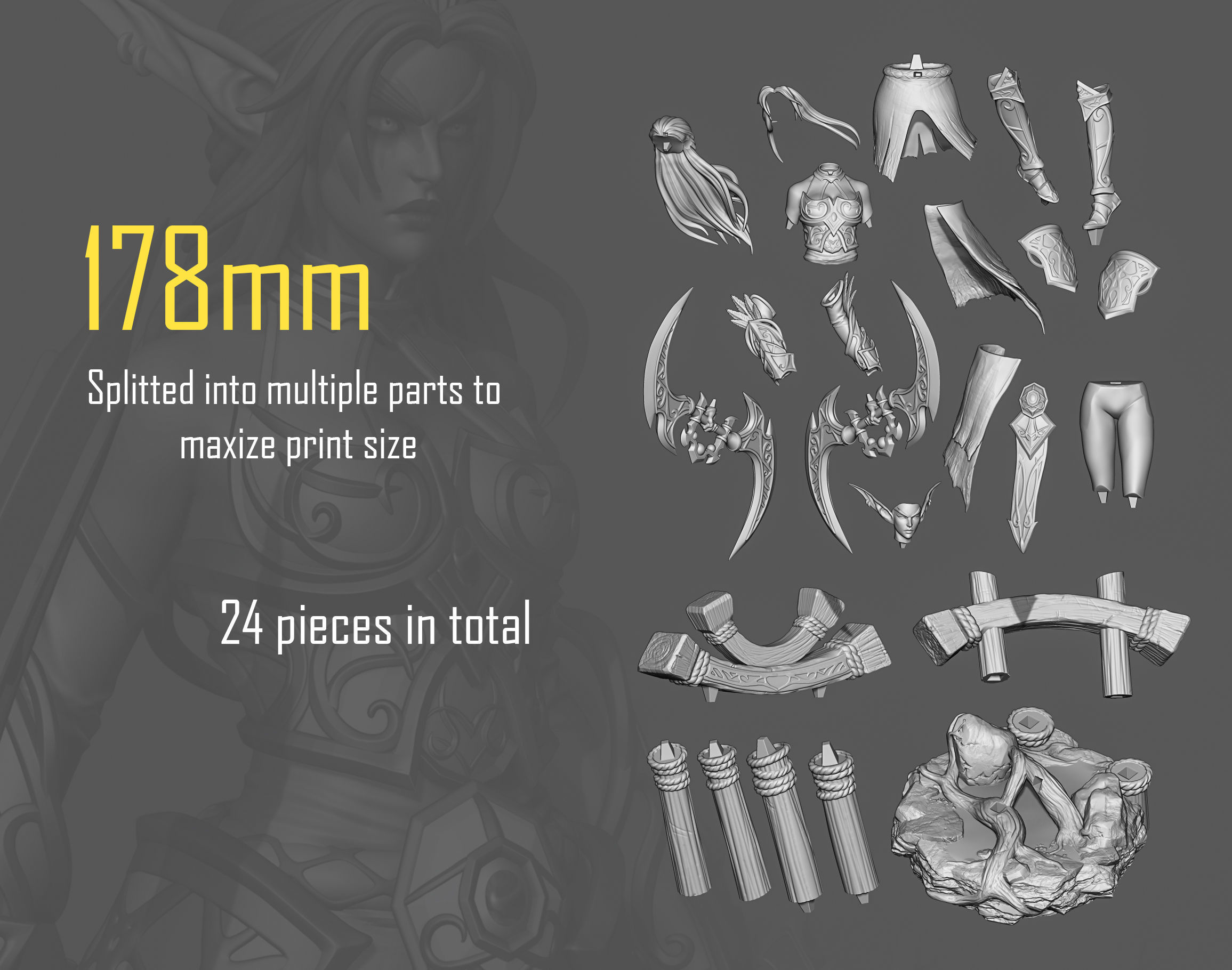 Tyrande Whisperwind - World of Warcraft 3D print model_4