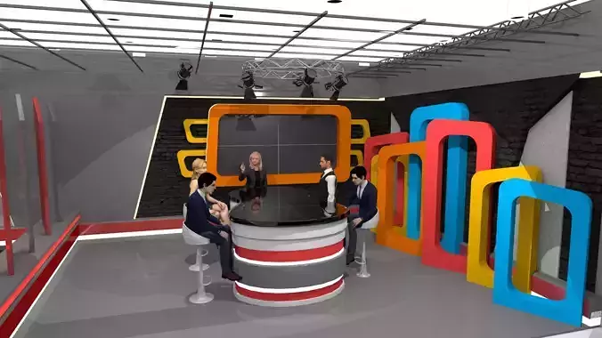 TV Studio News 3D model Low-poly 3D model