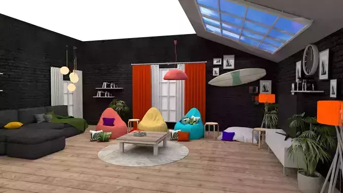 TV Studio Room 3D model interior