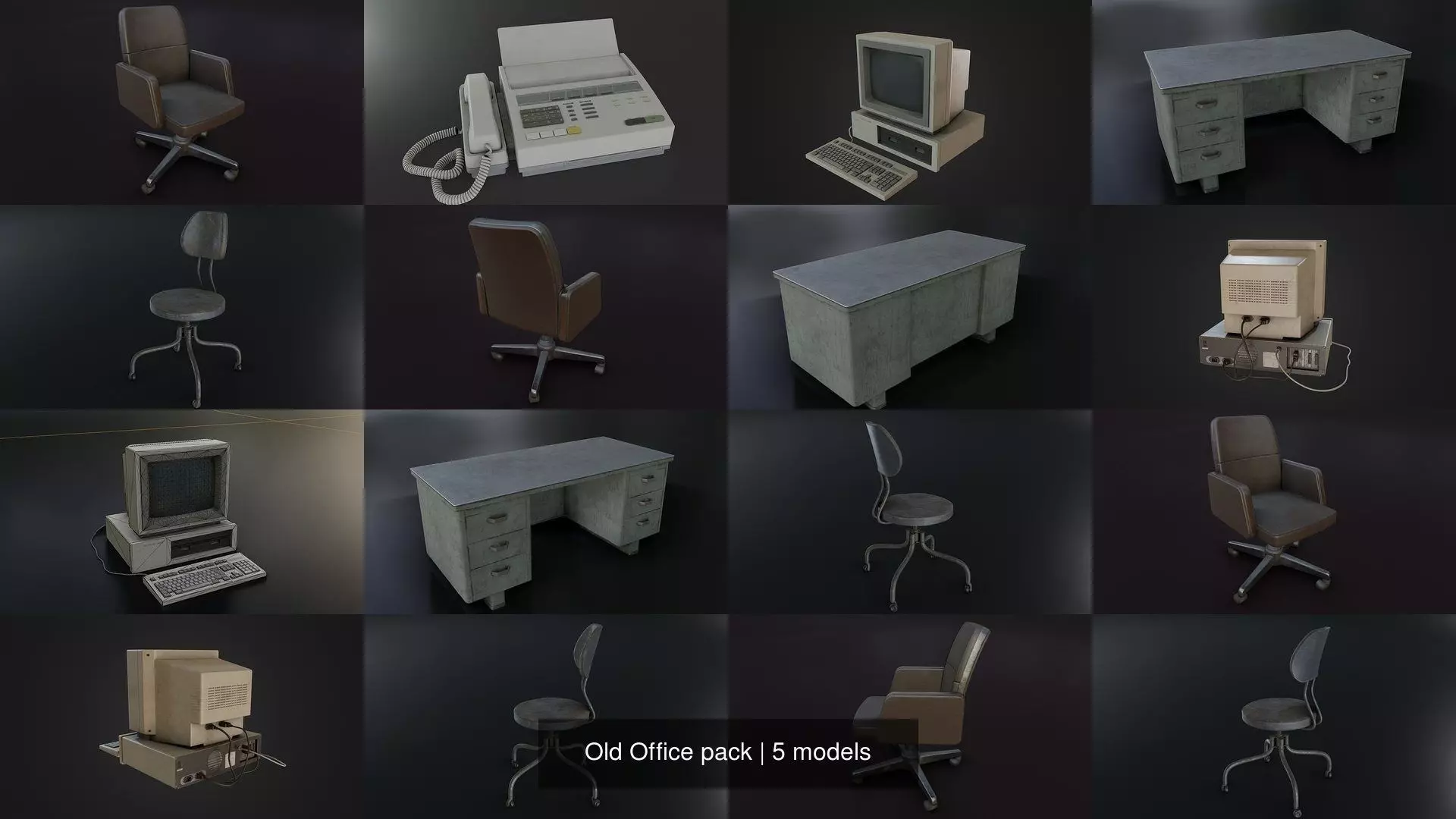 Old Office pack 3D Model Collection_0