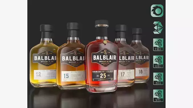 Balblair Single Malt Scotch Whisky Bottle 3D model