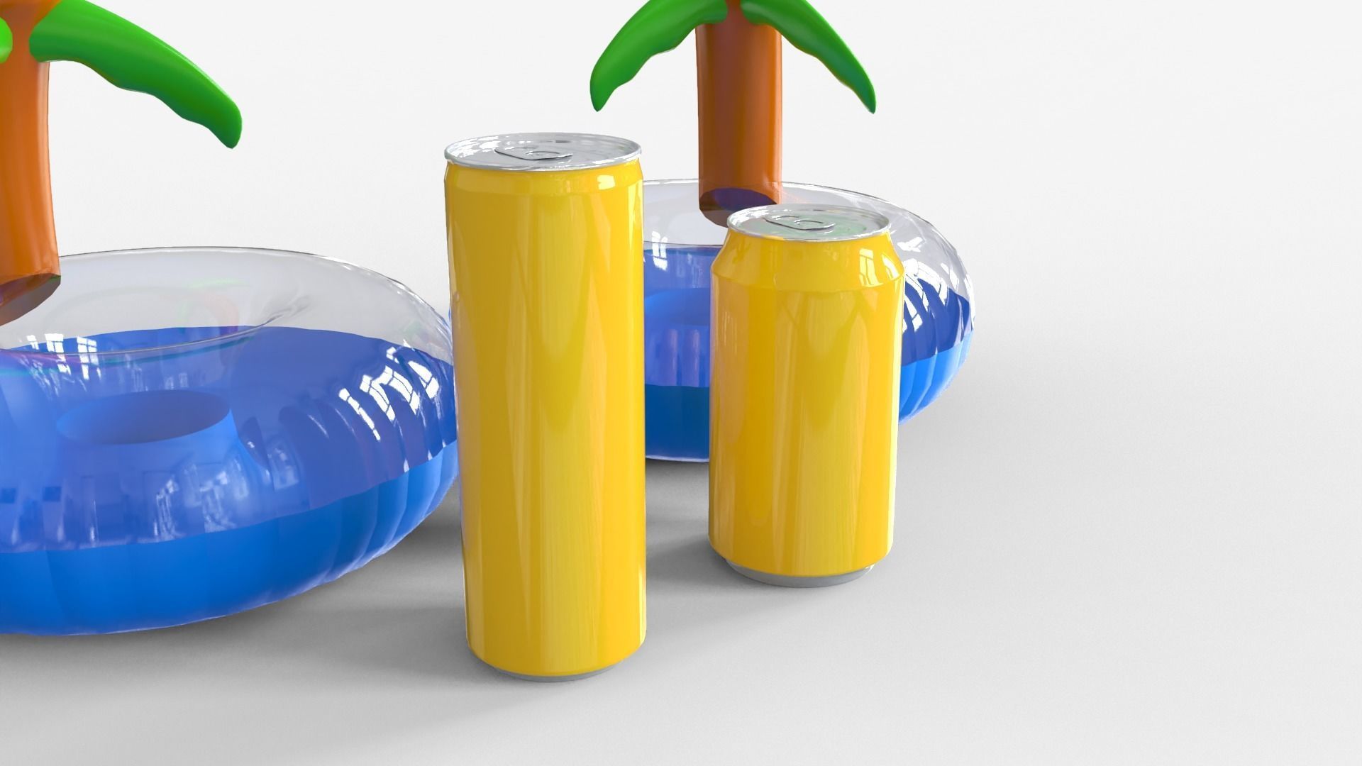 Inflatable Palm Island Drink Holder 3D model_3