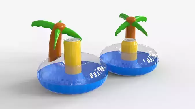 Inflatable Palm Island Drink Holder 3D model