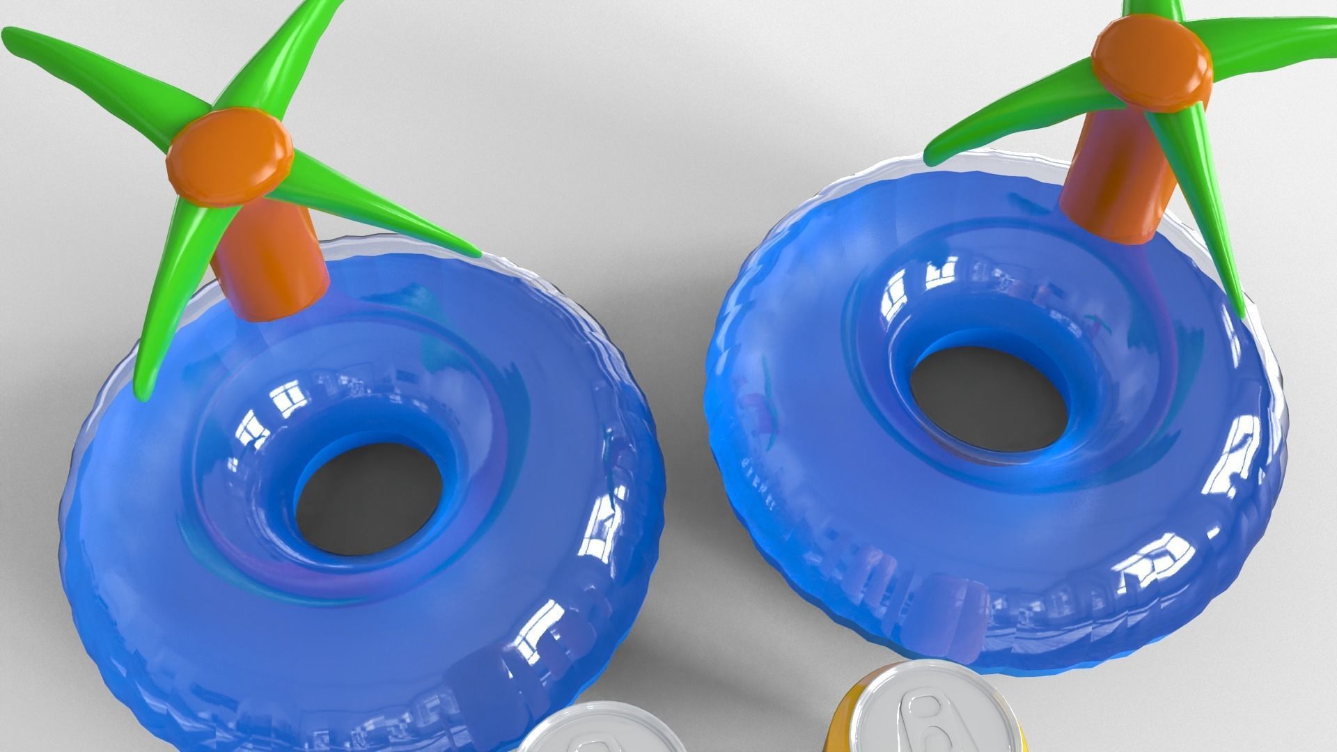 Inflatable Palm Island Drink Holder 3D model_2