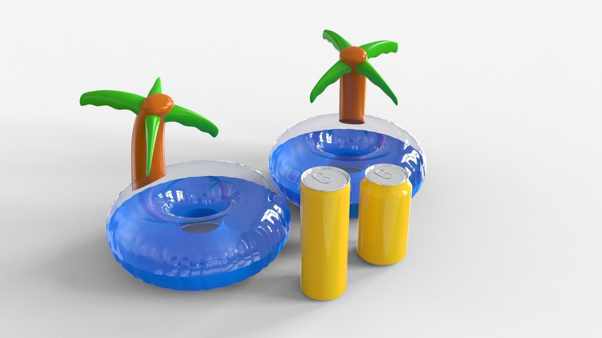 Inflatable Palm Island Drink Holder 3D model_1