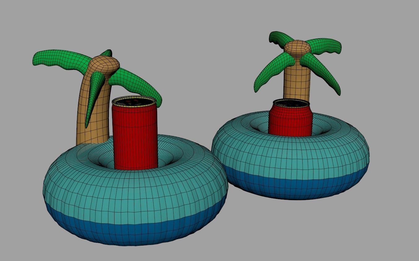Inflatable Palm Island Drink Holder 3D model_12