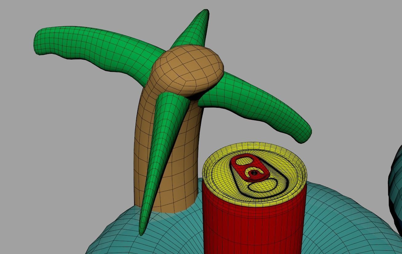 Inflatable Palm Island Drink Holder 3D model_13