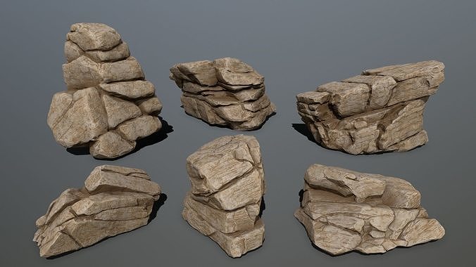 greek rocks  Low-poly 3D model