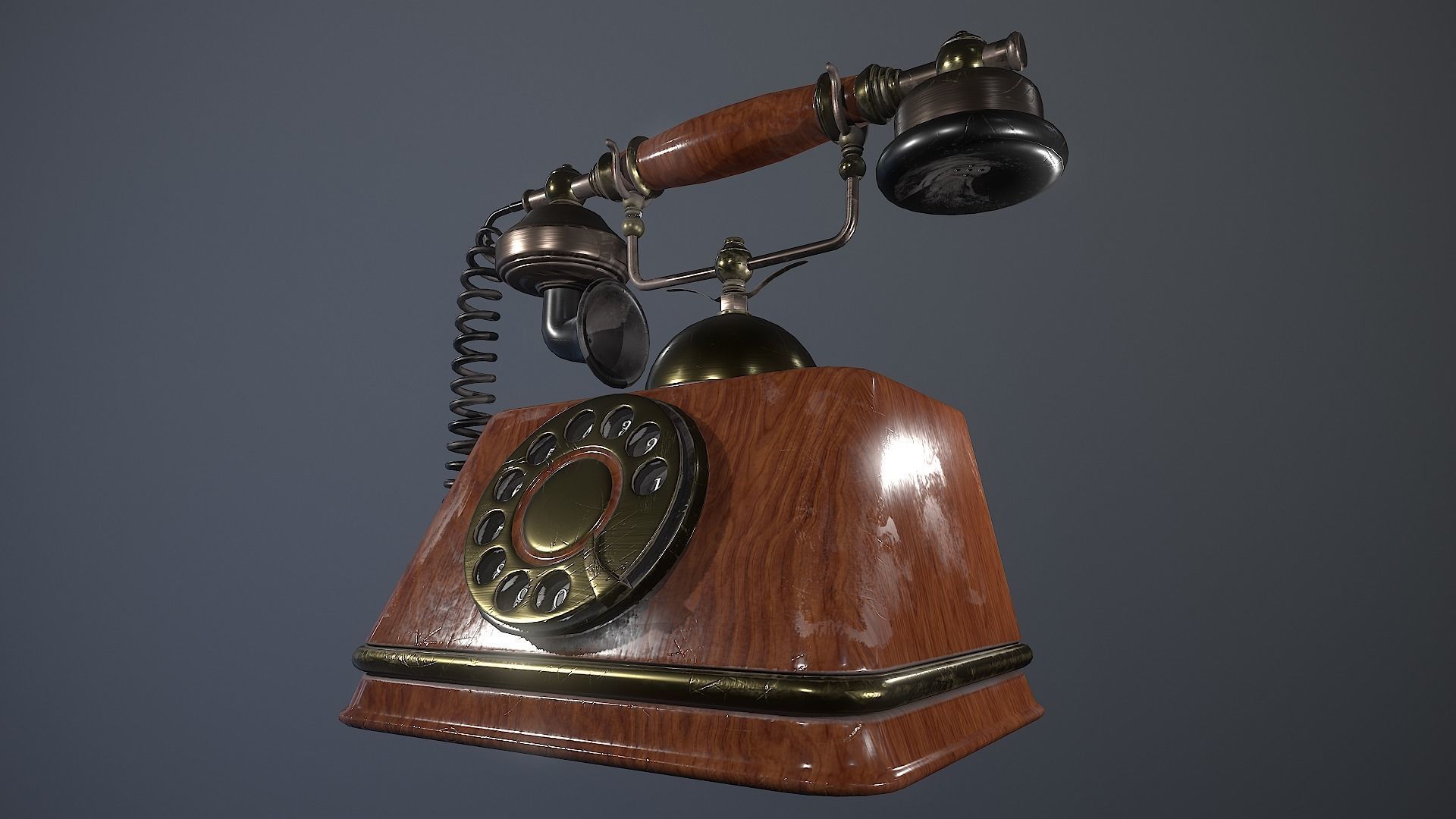 Vintage retro telephone 3D model_2