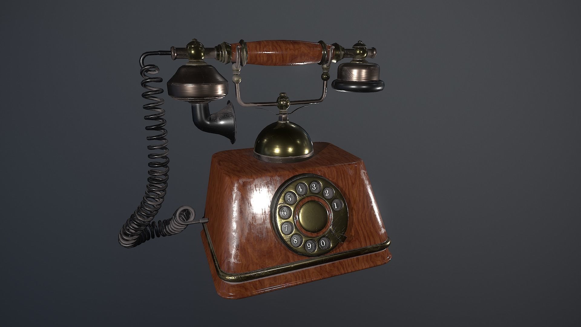 Vintage retro telephone 3D model_1