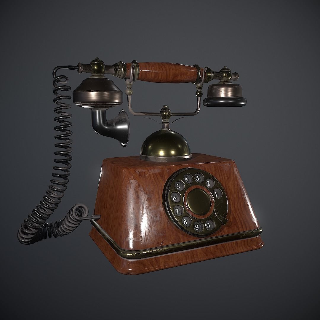Vintage retro telephone 3D model_3
