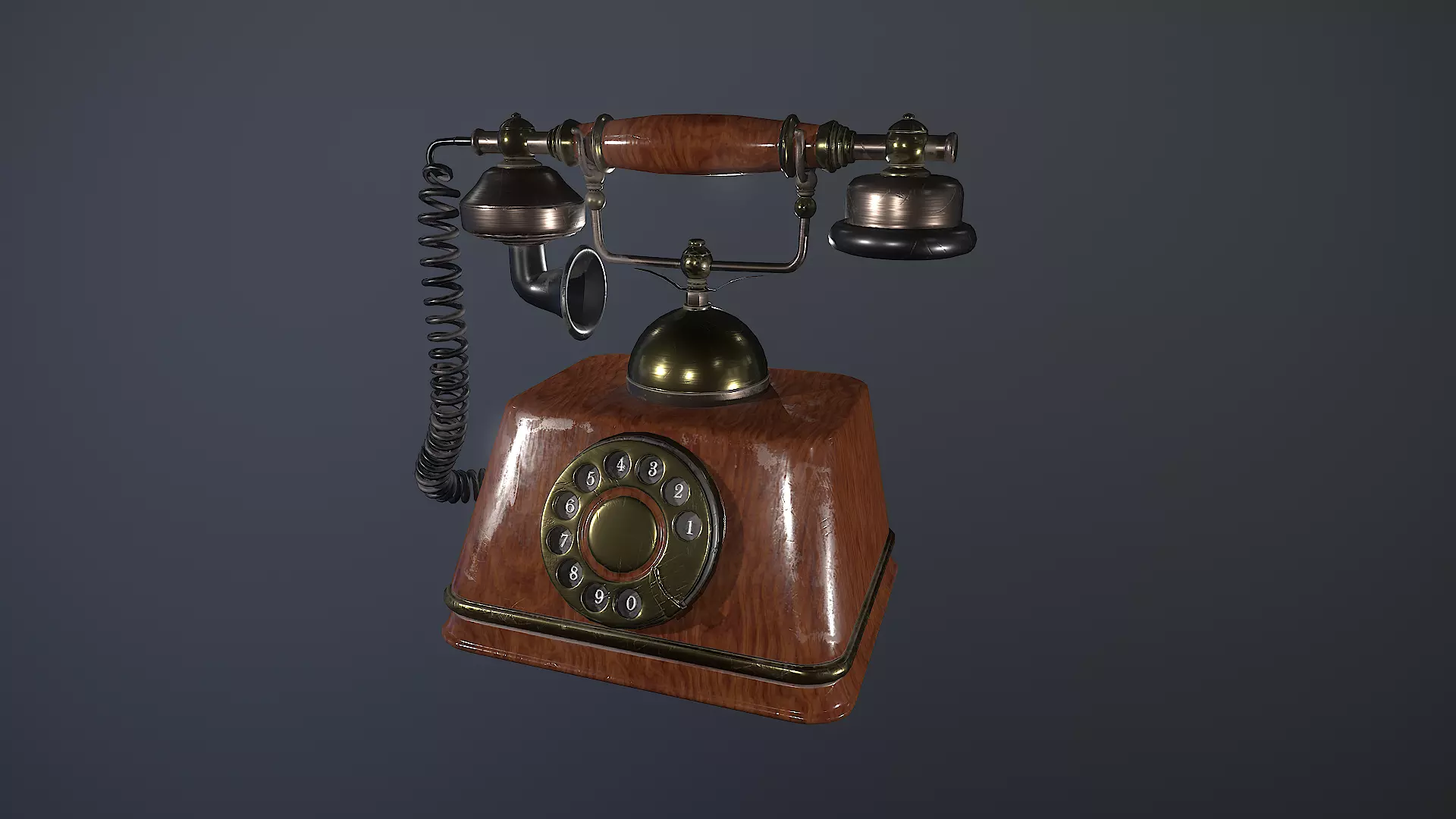 Vintage retro telephone 3D model_0