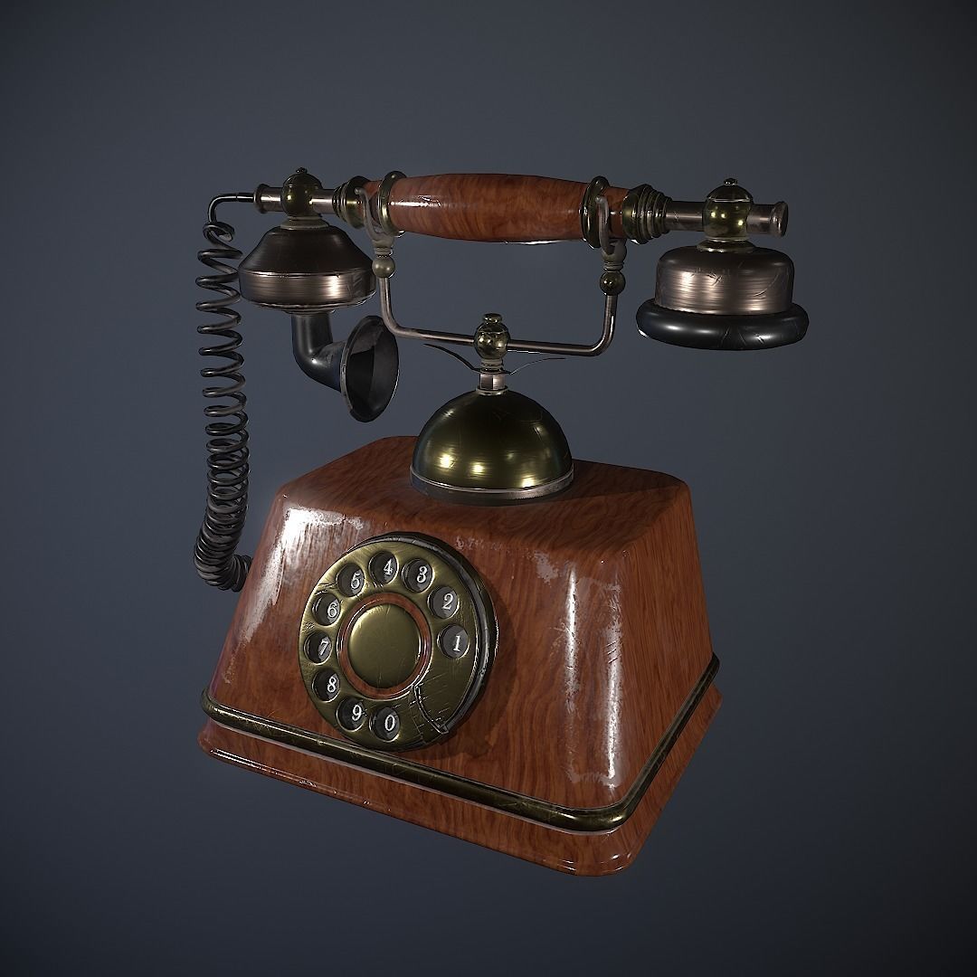 Vintage retro telephone 3D model_4