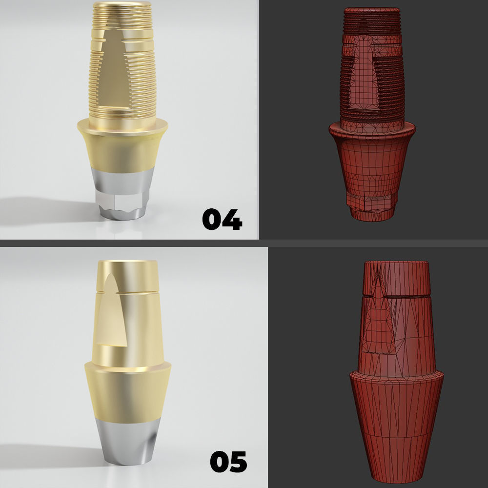 39 Titanium bases for dental implants 3D model_3