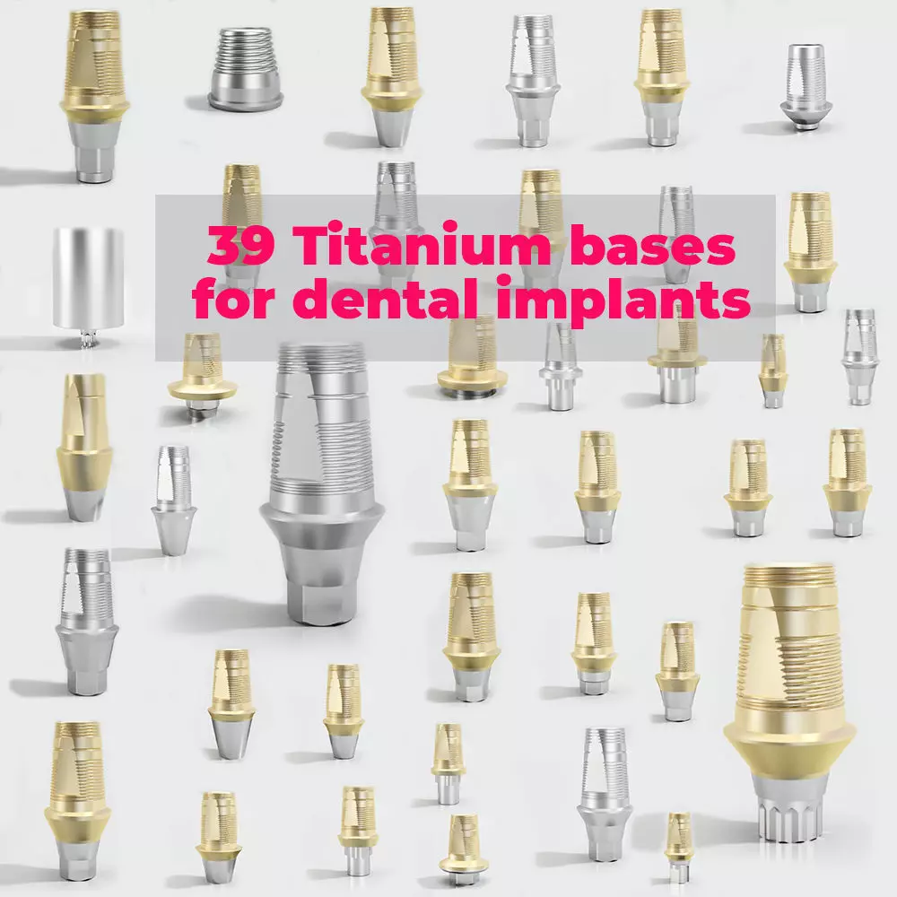 39 Titanium bases for dental implants 3D model_0