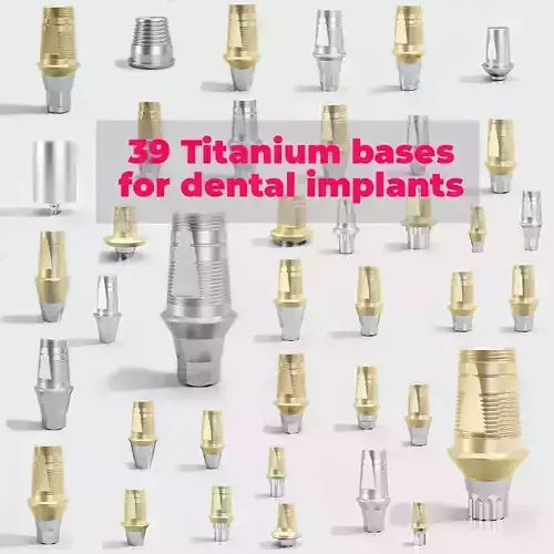 39 Titanium bases for dental implants 3D model
