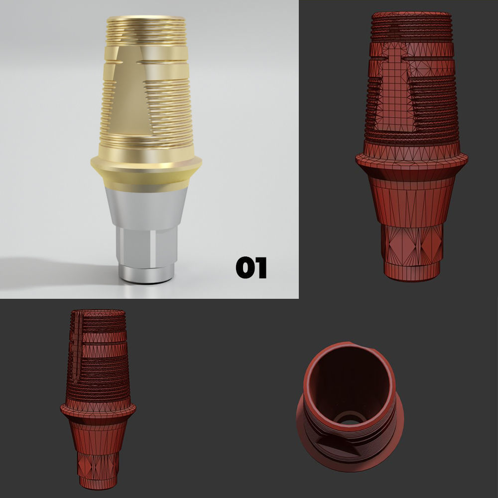 39 Titanium bases for dental implants 3D model_1