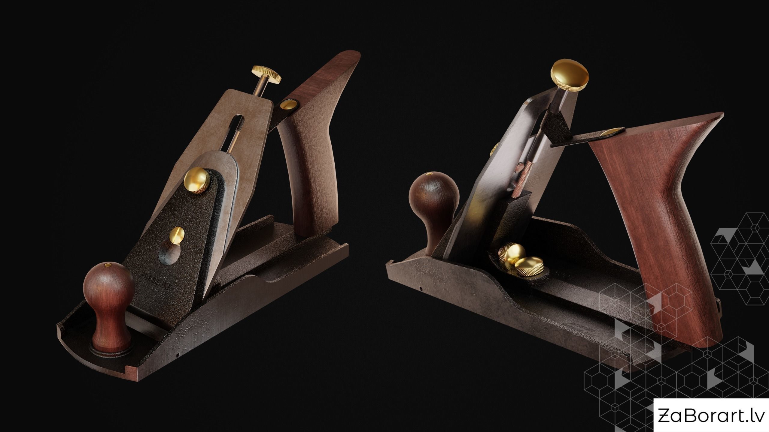 Carpenter plane Low-poly 3D model_1