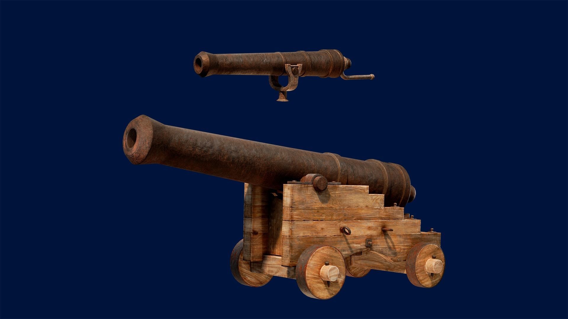Cannon and Falconet Low-poly 3D model_0
