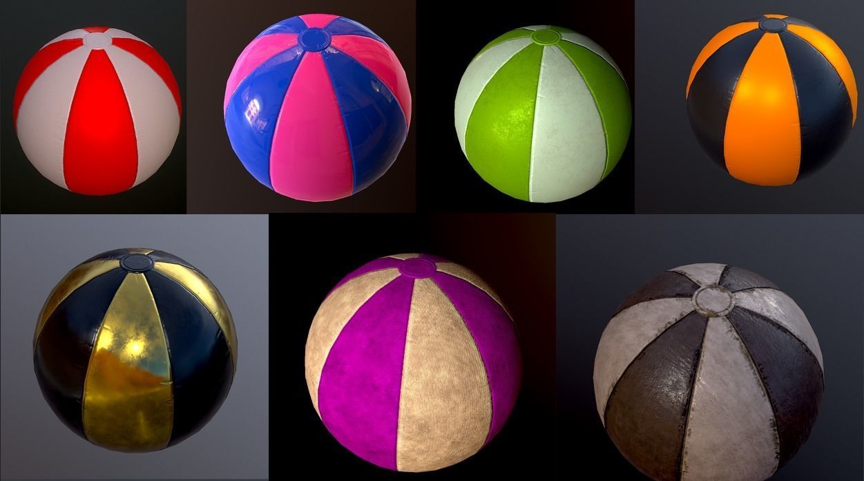Beach ball low poly Low-poly 3D model_22