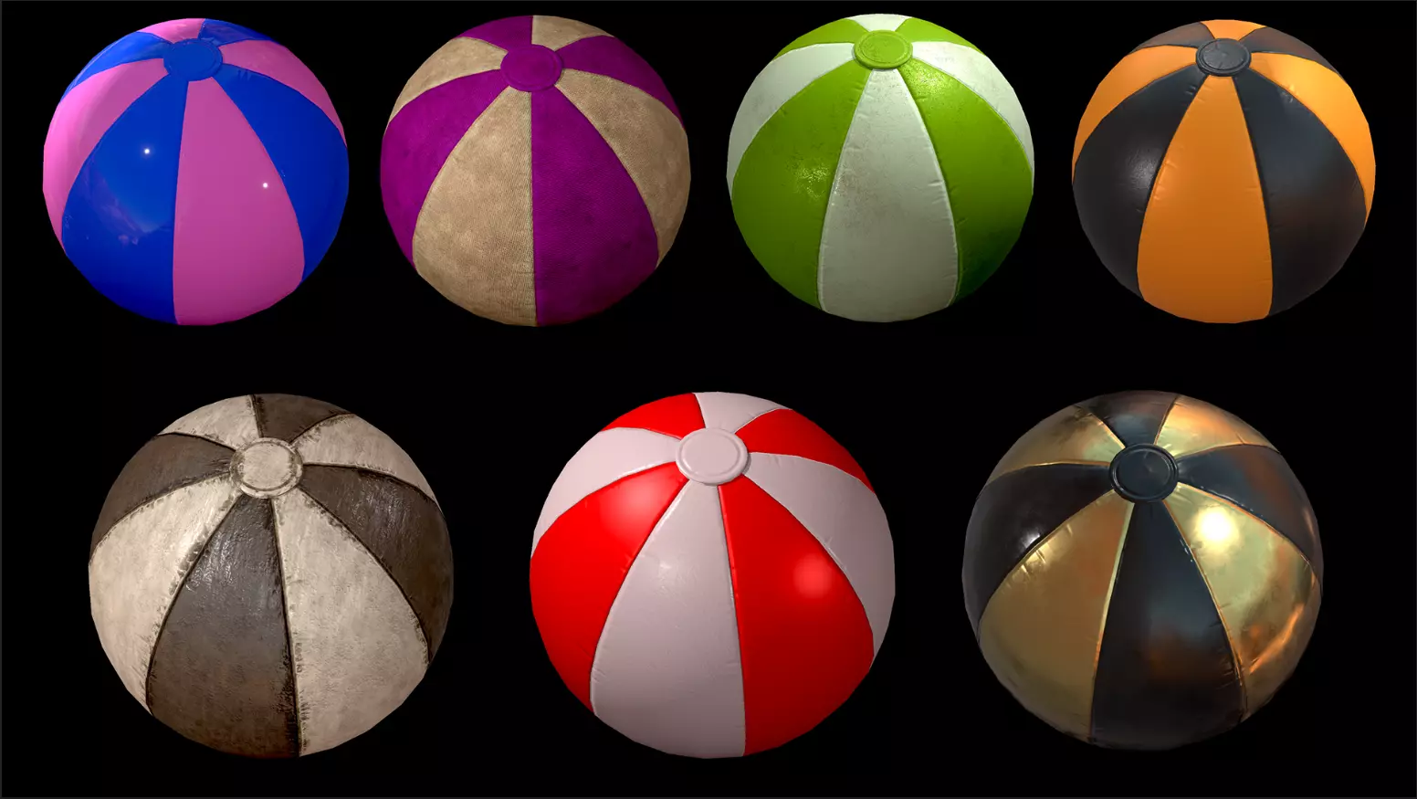 Beach ball low poly Low-poly 3D model_0