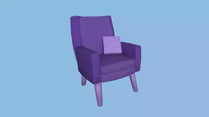 Purple Armchair Pillow - Furniture Interior Design Low-poly 3D model