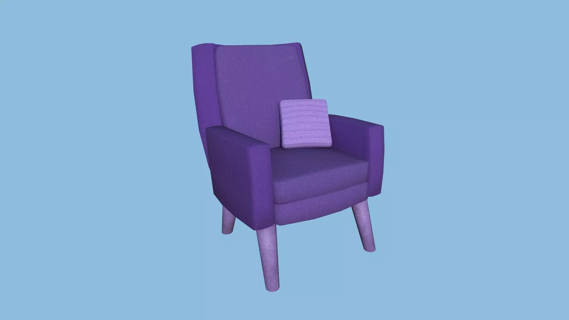 Purple Armchair Pillow - Furniture Interior Design Low-poly 3D model_0