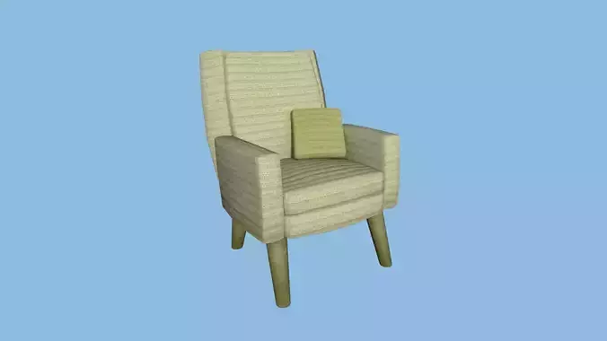 Yellow Armchair Pillow - Furniture Interior Design Low-poly 3D model