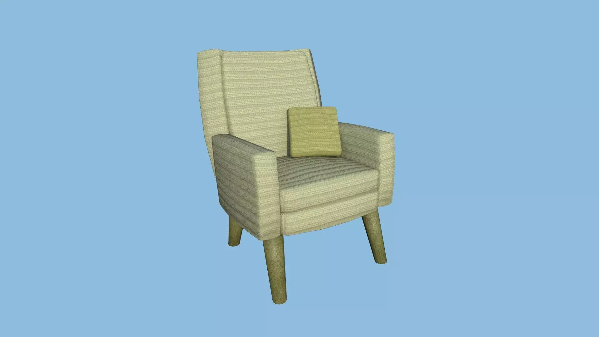 Yellow Armchair Pillow - Furniture Interior Design Low-poly 3D model_0
