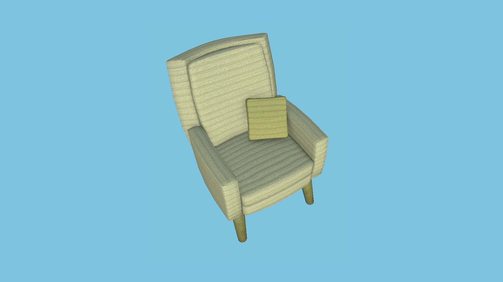 Yellow Armchair Pillow - Furniture Interior Design Low-poly 3D model_1