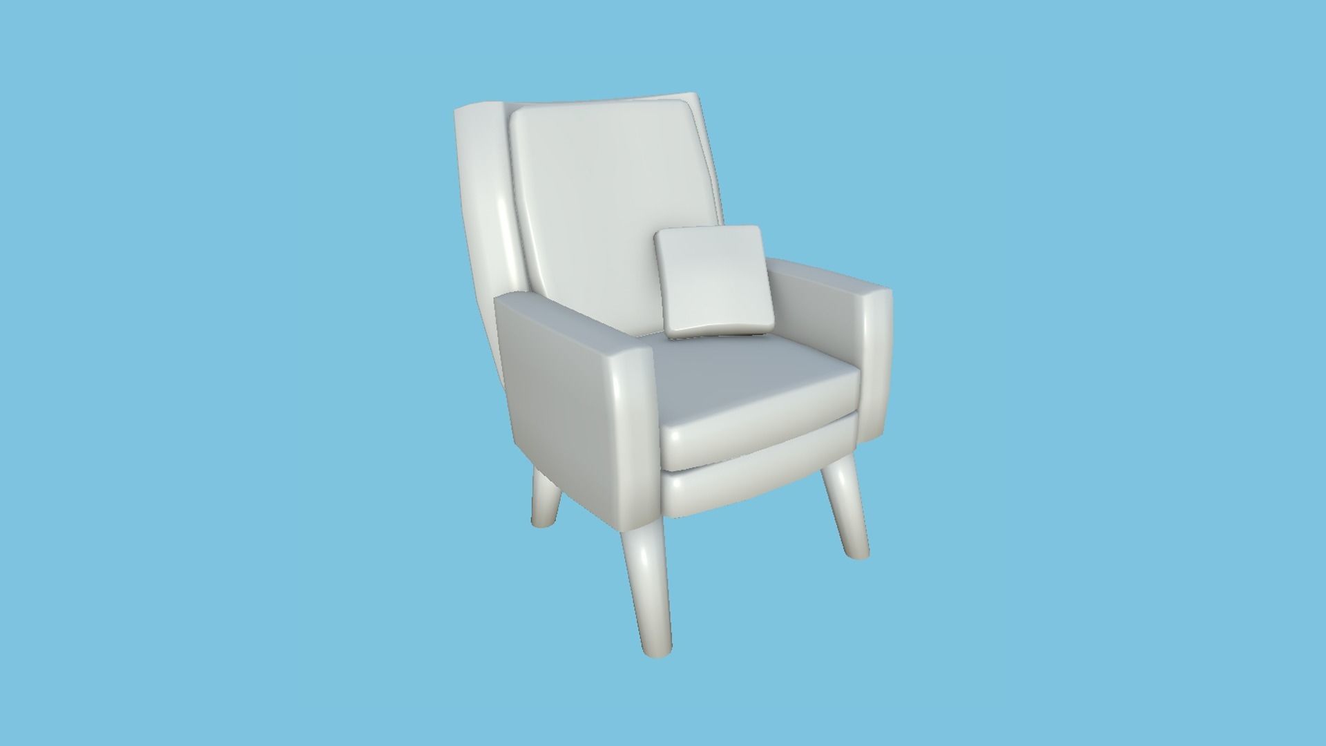 Yellow Armchair Pillow - Furniture Interior Design Low-poly 3D model_10
