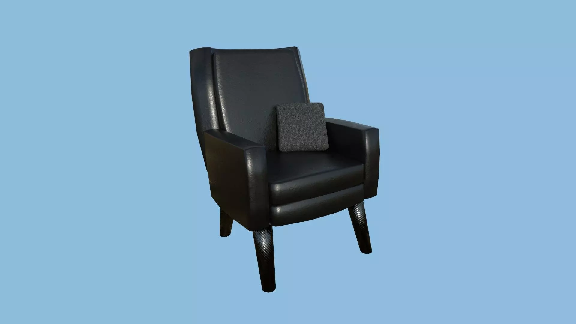 Black Leather Armchair Pillow - Furniture Interior Design Low-poly 3D model_0