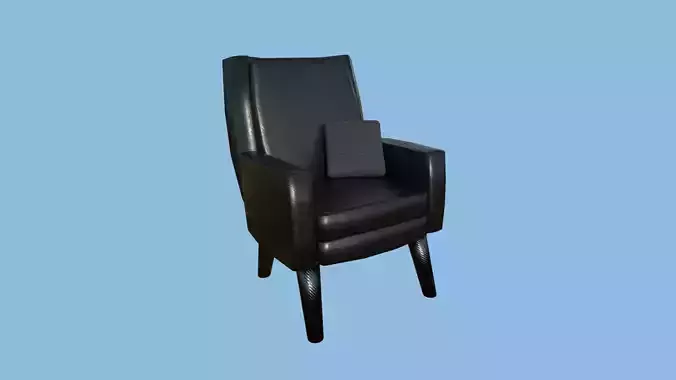 Black Leather Armchair Pillow - Furniture Interior Design Low-poly 3D model