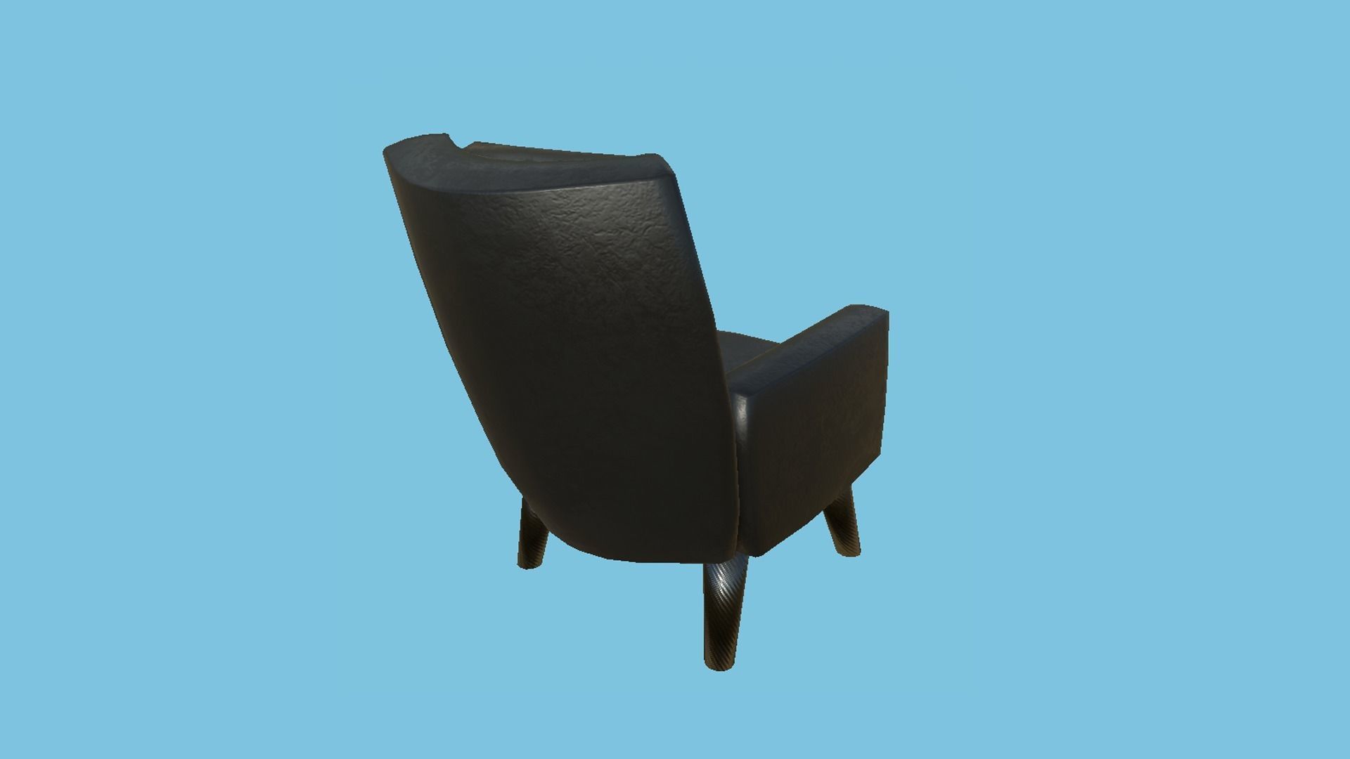 Black Leather Armchair Pillow - Furniture Interior Design Low-poly 3D model_2