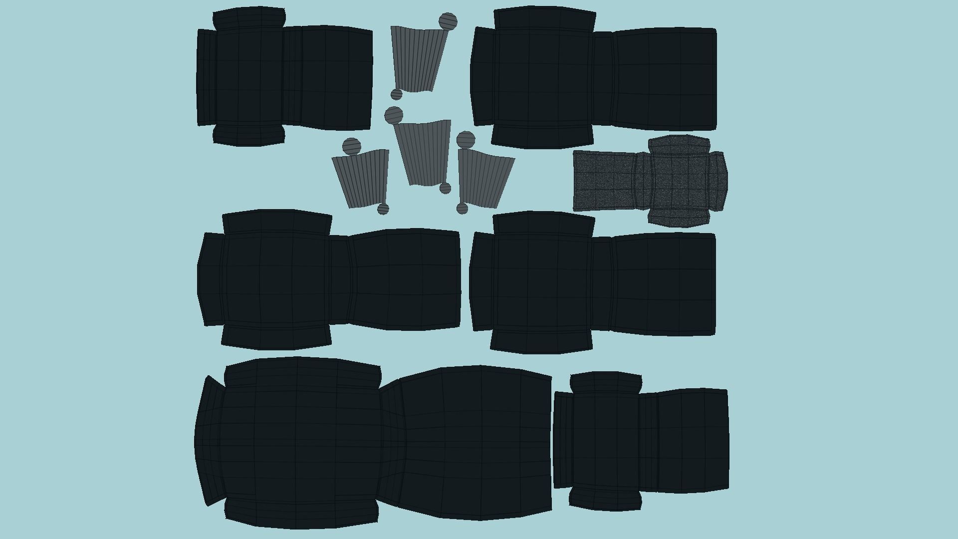 Black Leather Armchair Pillow - Furniture Interior Design Low-poly 3D model_5