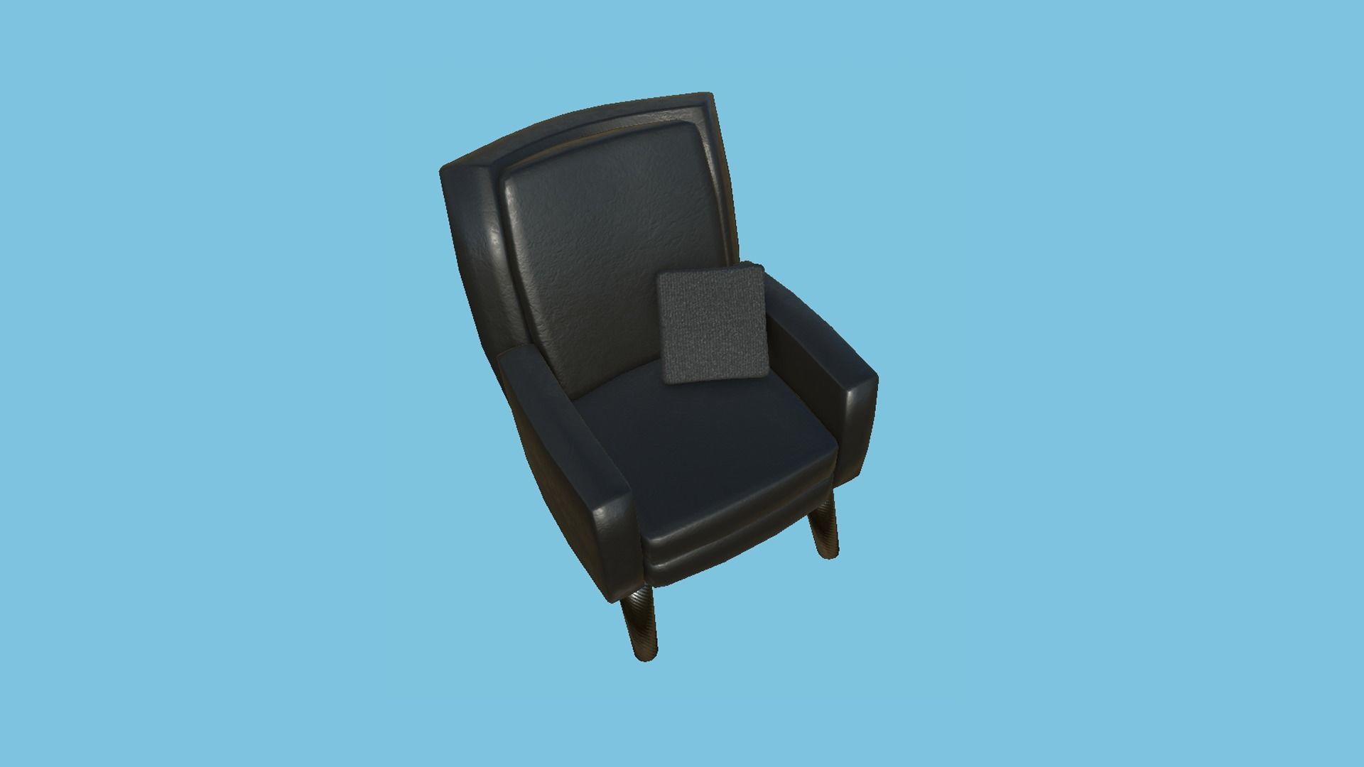 Black Leather Armchair Pillow - Furniture Interior Design Low-poly 3D model_1