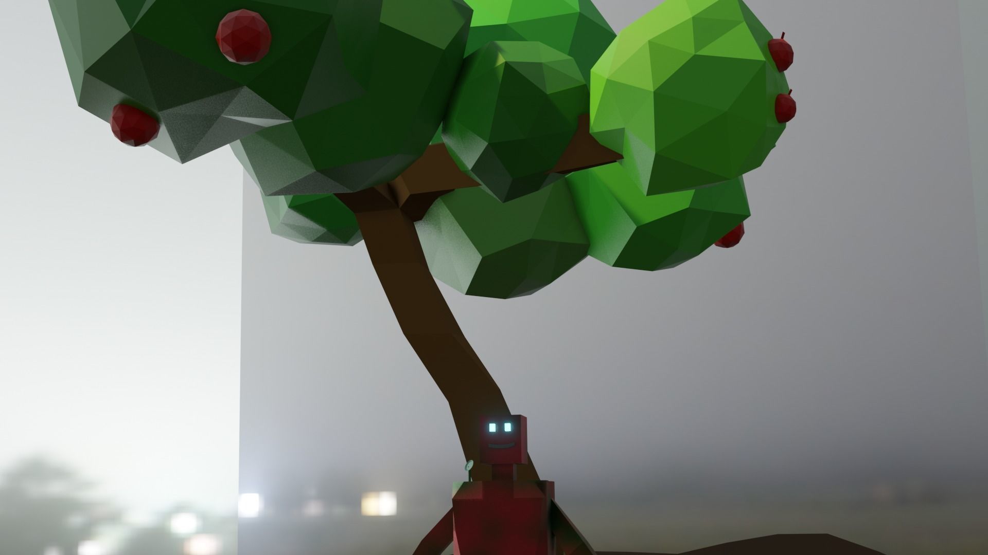 a cute model tree with apples Low-poly 3D model_5